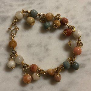 Gold Chain Bracelet with Pastel Colored Accents